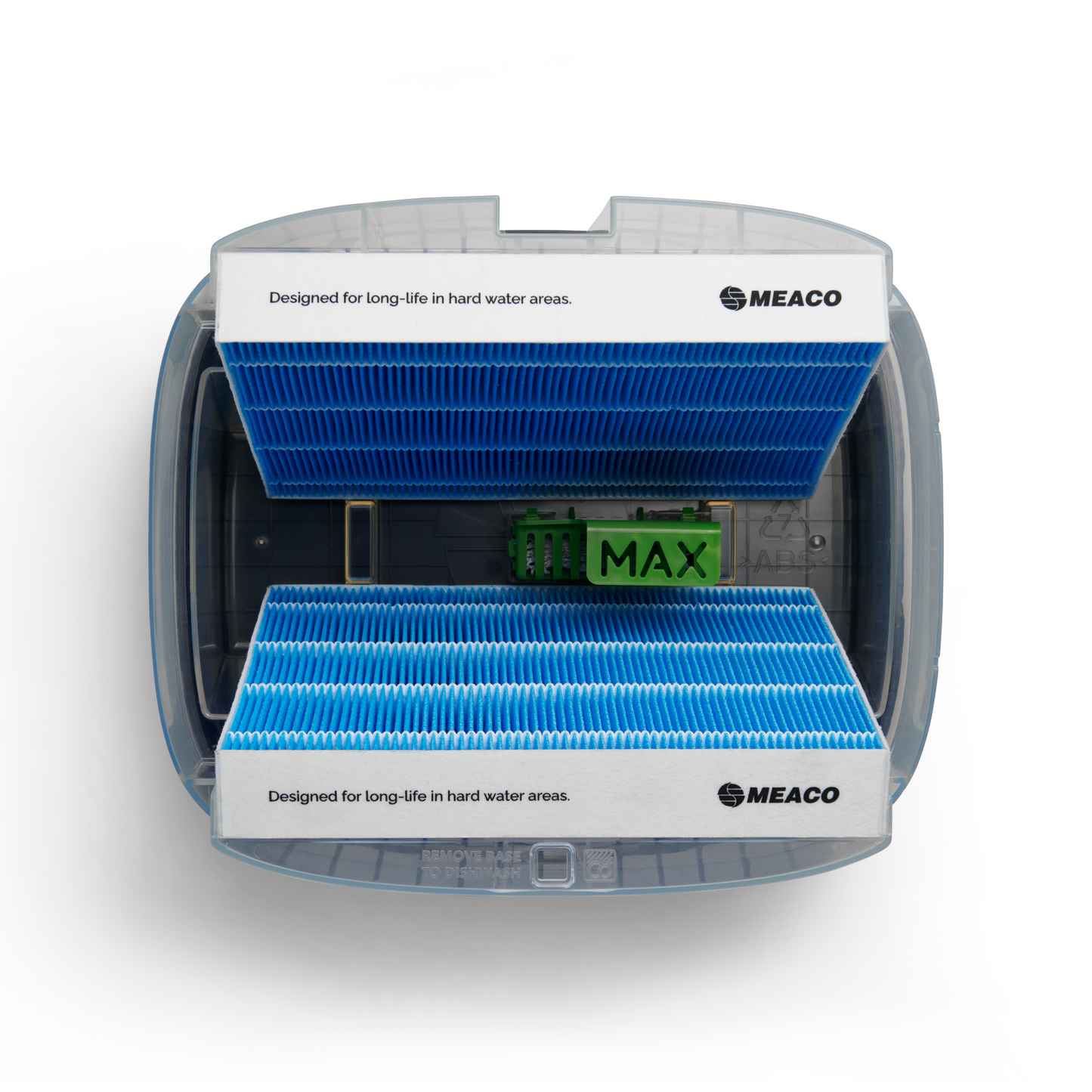 Original Meaco Armin 680 Filtereinsatz mit blauen Lamellen und MAX-Anzeige im Wassertank