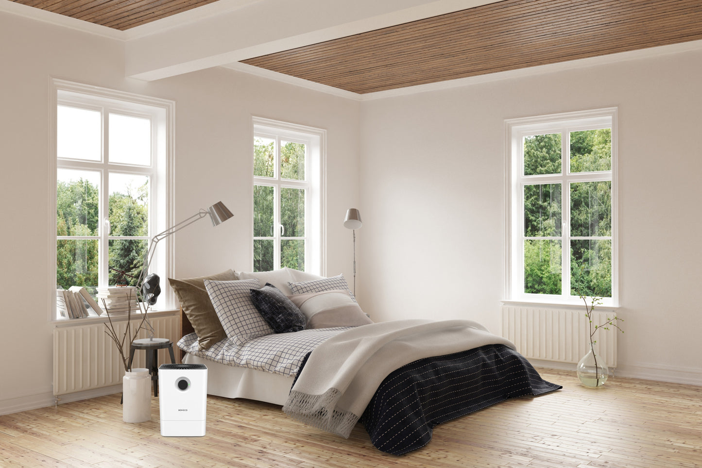 Boneco W200 Luftbefeuchter Luftwäscher zur effizienten Luftebefeuchtung mit Duftstoffbehälter für ätherische Öle.