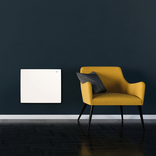 Heizpaneel Climastar Avant WiFi 800 W in 50 x 50 cm aus Quarzstein, ideal für effizientes Heizen.