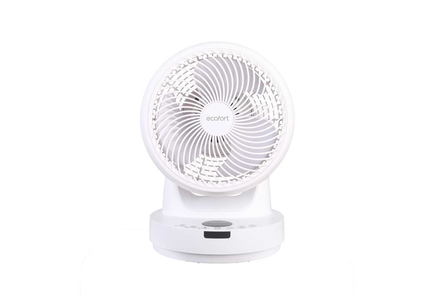 Tischventilator ecoQ SilentAir Tavo in weiss mit Smart-Modus und Fernbedienung.