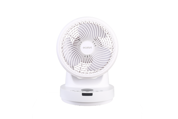 Tischventilator ecoQ SilentAir Tavo in weiss mit Smart-Modus und Fernbedienung.