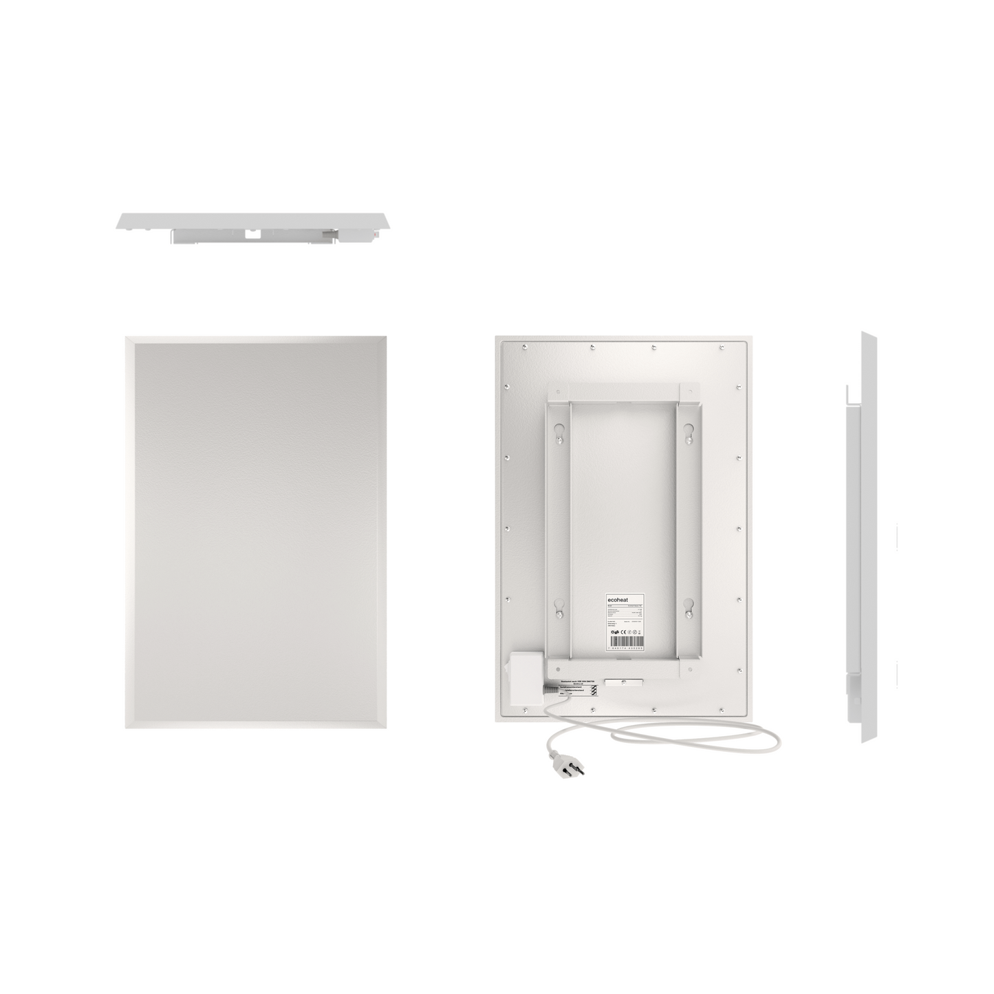 Infrarotheizpanel ecoheat Classic 300, wandmontiert, flaches Design, 300 Watt Heizleistung, IP44 Schutzklasse.