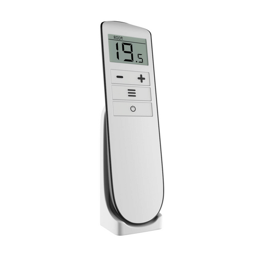 ecoheat Remote-T Fernbedienung mit Wandhalterung zur Steuerung von Infrarotheizungen.