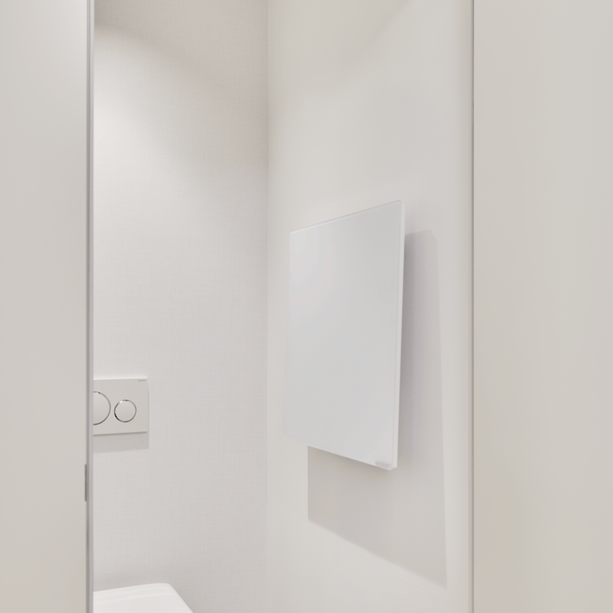 Wärme trifft Design: ecoheat Vitrea 370 bietet effiziente Infrarottechnik in edlem Glas. Ideal für Wand oder Decke, kompakt und hochwertig verarbeitet.