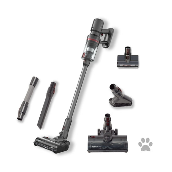 ecoQ CleanVac Pro Animal – leistungsstarker Akku-Staubsauger für Tierhaare, Teppiche und Hartböden, mit hoher Saugkraft und Powerbürste