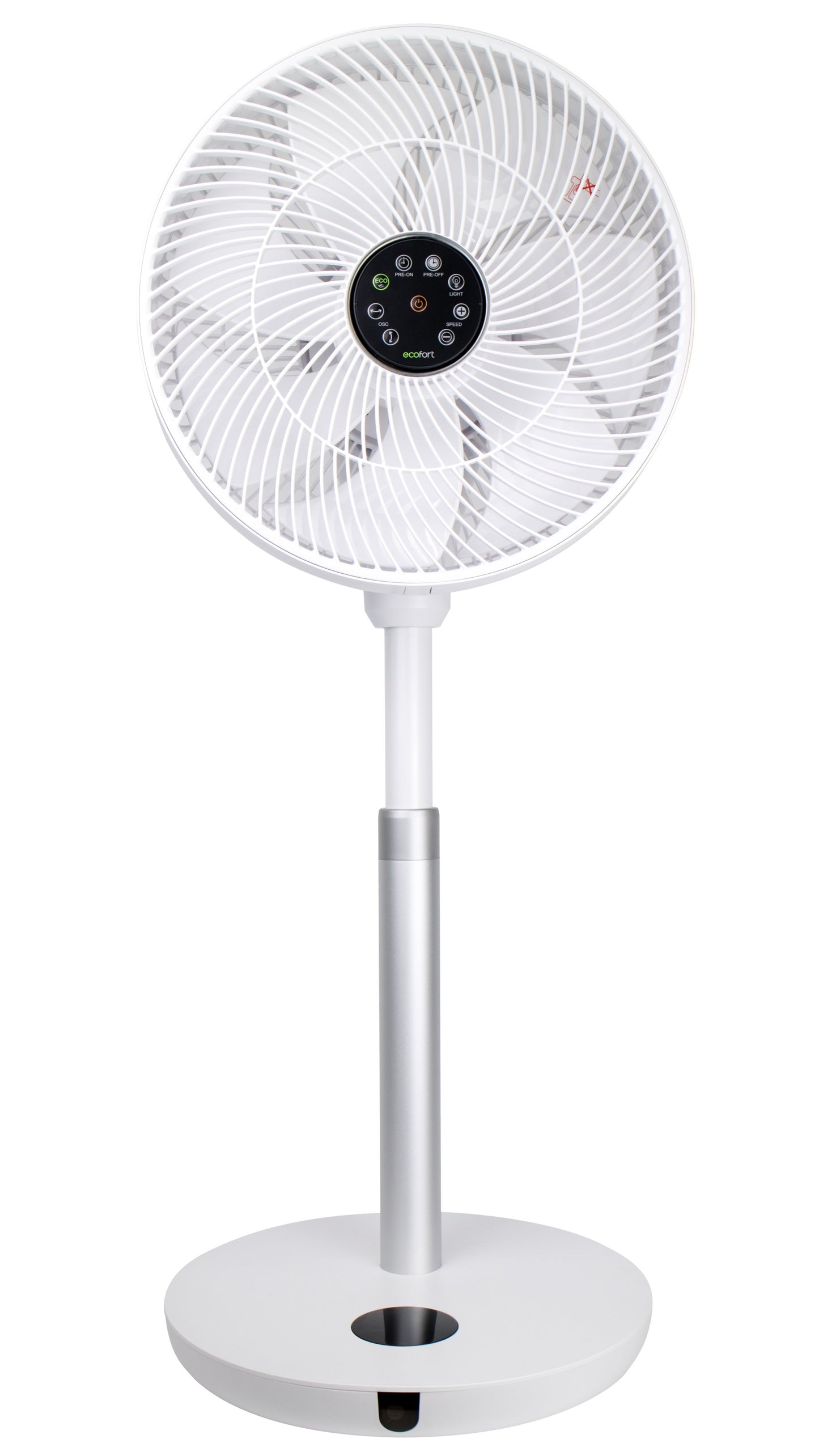 ecoQ SilentAir Uno Standventilator mit Höhenverstellung, Timer und ultra-leisem Betrieb ab 20 Dezibel.