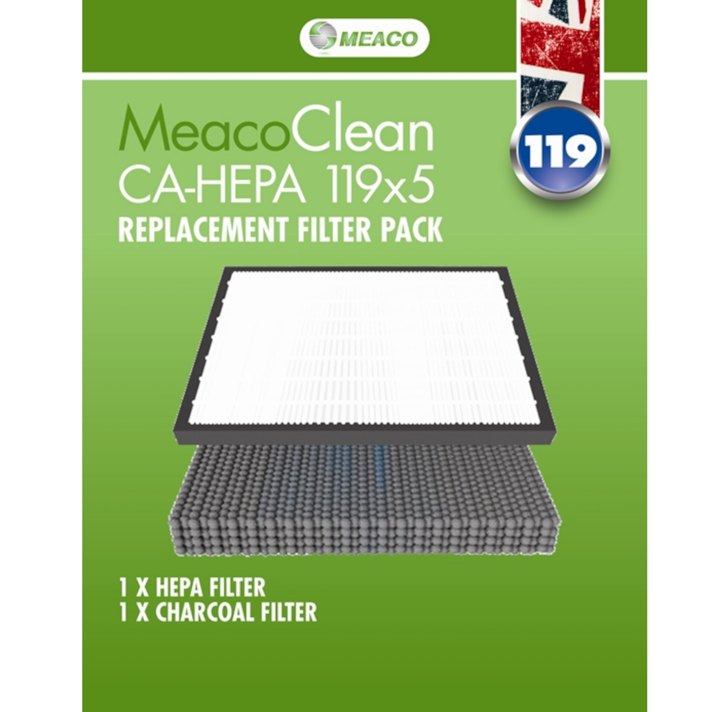 HEPA und Kohlefilter im Set für MeacoClean 119x5 Luftbefeuchter von Meaco.
