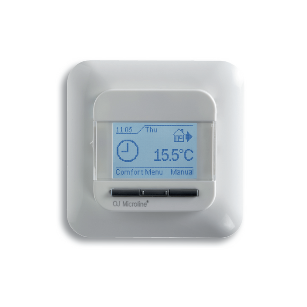 Elektro-Heizlüfter Veab ENV-L 15 kW mit verstellbarer Wandhalterung und externer Thermostatsteuerung.