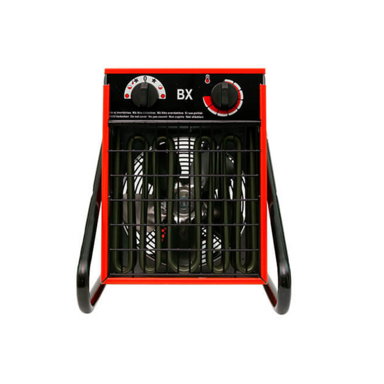 Veab BX 9AE tragbarer Heizlüfter mit Raumthermostat, spritzwassergeschützt (IPX4), 9000 Watt Heizleistung.