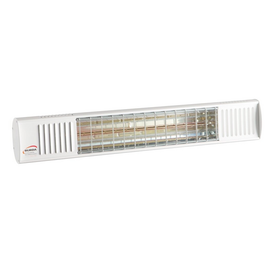 Infrarot-Heizstrahler Burda TERM 2000 IP67 in Weiss, geeignet für Wand- und Deckenmontage mit 2000 Watt Leistung.
