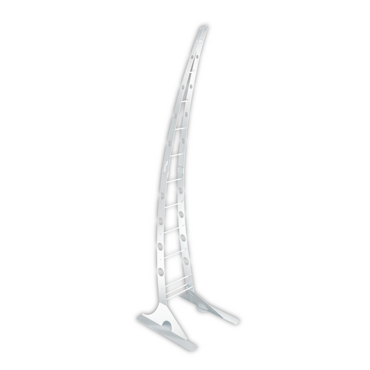 Mobiler Heizstrahler Heliosa Giraffa in Weiss mit modernem Design und einem Bruttogewicht von 12 kg.