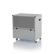 ecodry 925 Luftentfeuchter mit stabilem Metalllack und vier Rollen für einfache Mobilität.