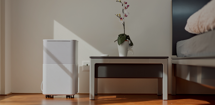 ecofort Luftentfeuchter im Schlafzimmer. Perfekt für ruhige Nächte und gutes Raumklima. ecofort DryAir 12l Essential