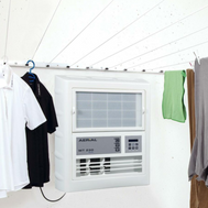 Wandmontierter Aerial WT 230 Wäschetrockner mit Luftfilter für bis zu 20 m² Trocknungsraum, 1.53 kg/h Leistung.