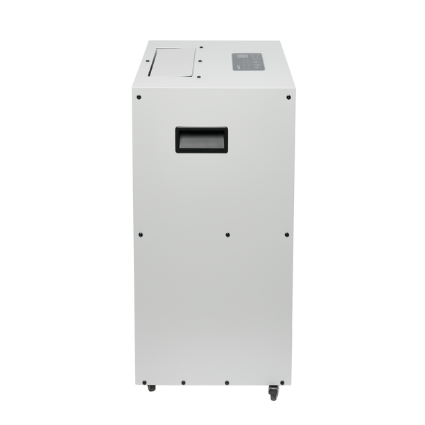 ecodry Neptun XP light grey / black Seitenansicht mit Griff und mobilem Gehäuse