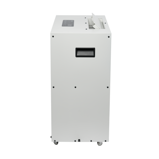 ecodry Neptun XP light grey / black Seitenansicht mit Luftauslass und Griff