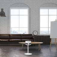 Boneco Air Shower F120 Ventilator mit elegantem Standfussdesign und manuell drehbarem Luftstrom.