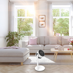 Boneco Air Shower F120 Ventilator mit elegantem Standfussdesign und manuell drehbarem Luftstrom.