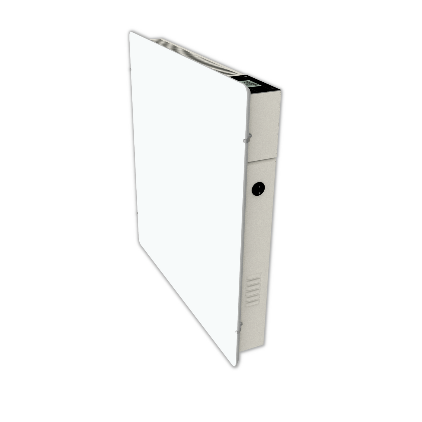 Climastar Avant WiFi 800 W Heizpanel in 50 x 50 cm, weisse Quarzoberfläche, für Hybridheizung geeignet.