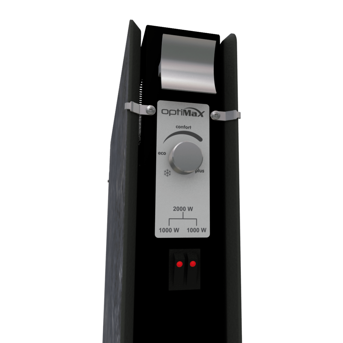 Climastar Optimax Dark Natura, tragbare Infrarotheizung mit Aluminium-Griff und integriertem Thermostat