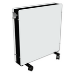 Climastar Optimax Infrarotheizung in Weiss, mobiler Einsatz, Aluminium-Griff, Thermostat, 1000-2000 Watt Leistung.