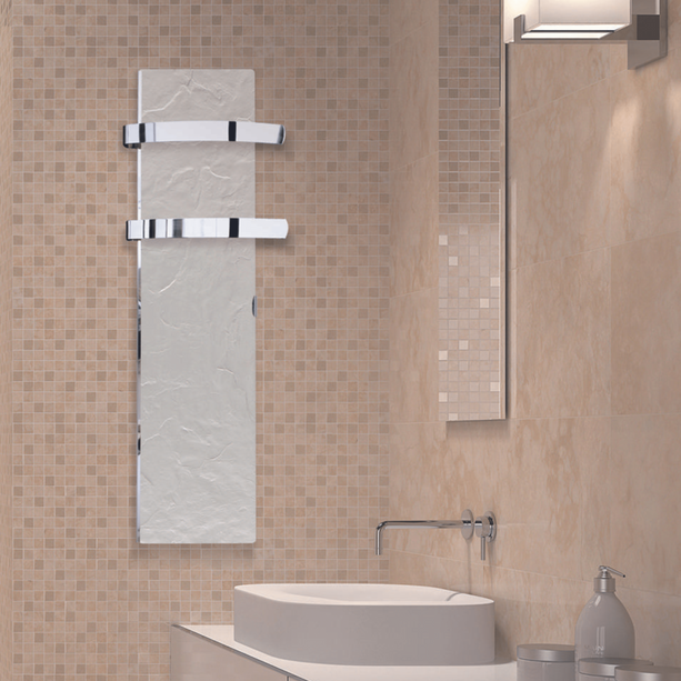 Handtuchtrockner Climastar Slim 500 W in Stein-Design, 25 x 100 cm, wandmontiert.