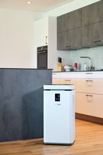 ecoQ CleanAir 800+ Luftreiniger mit HEPA H13 Filter, 5 Betriebsstufen und App-Steuerung.