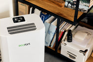 ecoQ DryAir 12L Luftentfeuchter mit Hygrostat, 12L Entfeuchtungsleistung, geeignet für Räume bis 50 m².