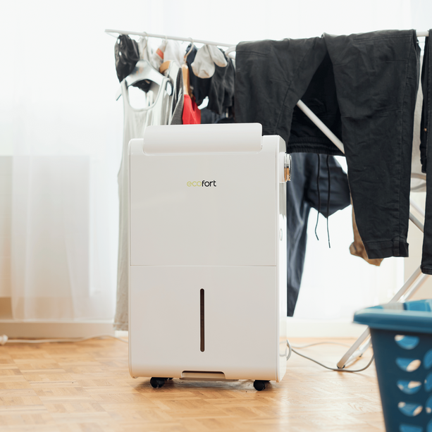ecoQ DryAir 35L Energy Saver Luftentfeuchter, mobil, 35 l Entfeuchtungsleistung, Hygrostat, bis 85 m² Raumgrösse.