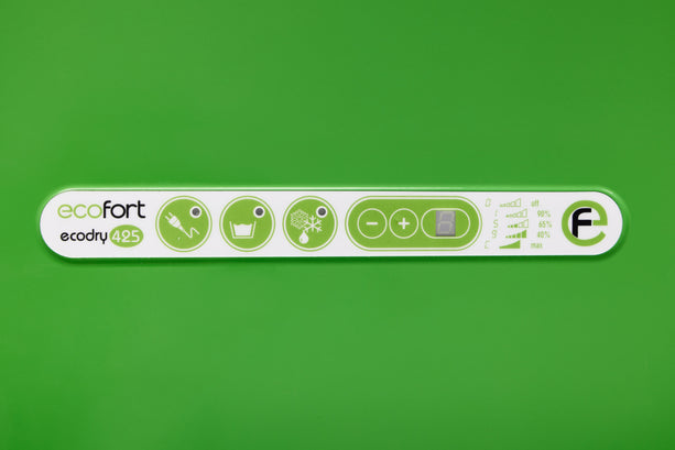 ecodry 425 Original Green Luftentfeuchter mit 4 stabilen Lenkrollen und robustem Metallgehäuse.