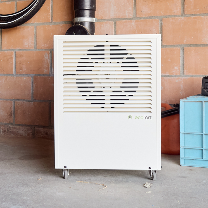 ecodry CaveMaster Luftentfeuchter in Oyster White mit 6l Behälter und 2 Betriebsstufen.