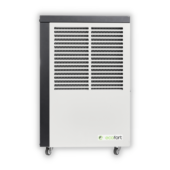 ecodry Neptun Luftentfeuchter in Creamy White für Räume bis 20 m², mobil mit Hygrostat-Steuerung.