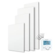 Langlebig, effizient, stilvoll: ecoheat Aura 950 mit Feinstruktur-Oberfläche, produziert in Deutschland – Montage an Wand oder Decke.