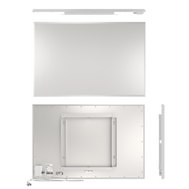 ecoheat Classic 700 Infrarotpanel an der Wand montiert, ultra-flaches Design und 700 Watt Heizleistung.