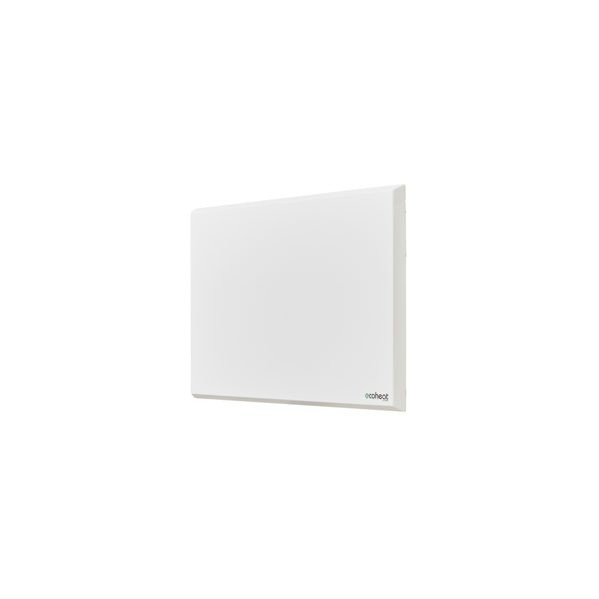 ecoheat Classic-T 300 Infrarotpanel an der Wand, mit integriertem Funk-Empfänger und ultra-flachem Design.