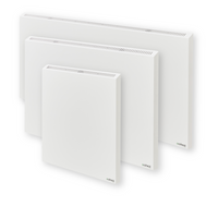 ecoheat Hybrid-T 1000 Heizgerät an der Wand mit 1000 Watt Heizleistung und modernem Metall-Design.