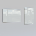 ecoheat Vetro Infrarot-Glasheizung in Weiss, 600 Watt, rahmenlos, glatte Glasoberfläche, Wandmontage.