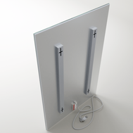 ecoheat Vetro Infrarot-Glasheizung 60x90 cm, rahmenlos, glatte Glasoberfläche, 600 Watt Heizleistung.