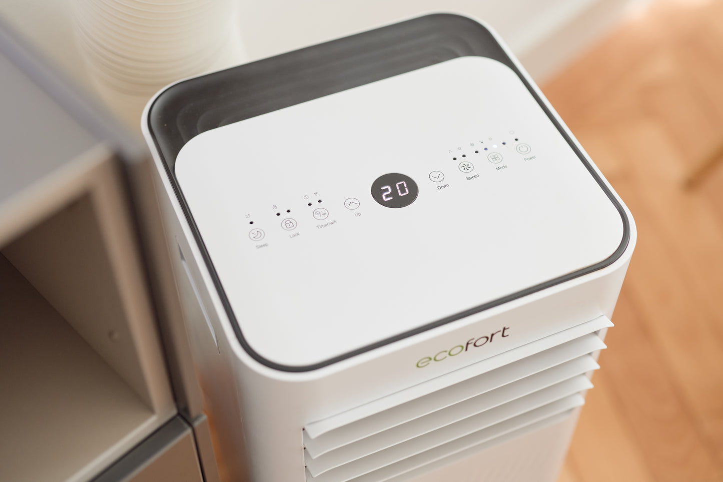 Mobiles Klimagerät ecoQ CoolAir 9+ mit WiFi-Fernsteuerung und Energieeffizienzklasse A.