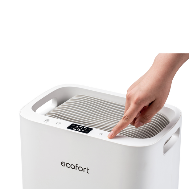 ecoQ DryAir 13L Energy Saver: Leisester Luftentfeuchter seiner Klasse. Ideal für Räume bis 30 m² – leistungsstark, energieeffizient und kompakt.