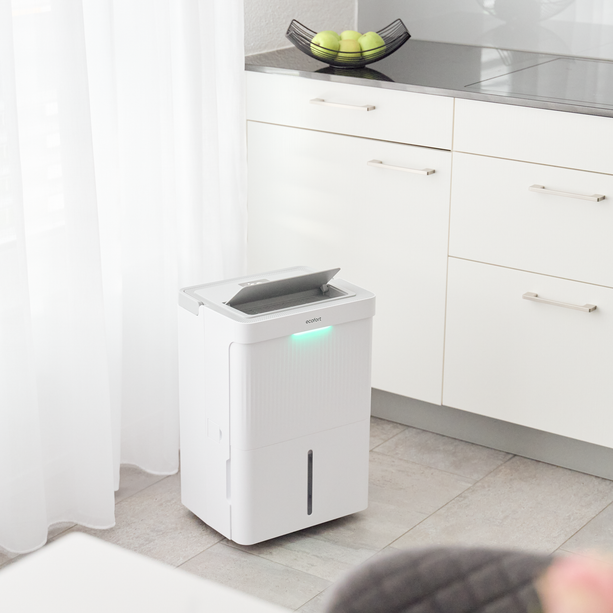 ecoQ DryAir 30L Essential – Auto-Start hält die Entfeuchtung konstant, optimal für PV-gesteuerten Betrieb