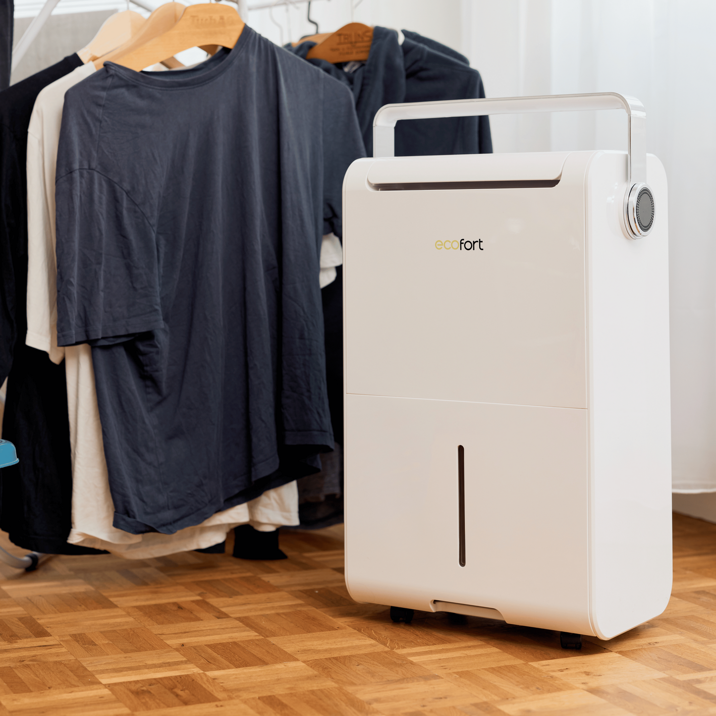 ecoQ DryAir 35L Luftentfeuchter mit Hygrostat, 4 Betriebsstufen und 3 Ventilationsstufen, ideal bis 85 m².