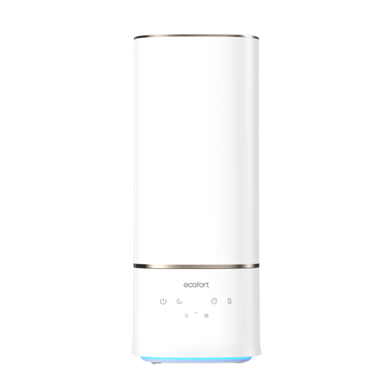 ecoQ HumidAir U400: ultraschall Luftbefeuchter mit Hygrostat, 3 Betriebsstufen und 7-farbigem Licht.