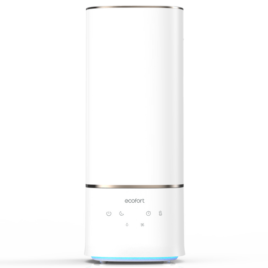 ecoQ HumidAir U400: ultraschall Luftbefeuchter mit Hygrostat, 3 Betriebsstufen und 7-farbigem Licht.