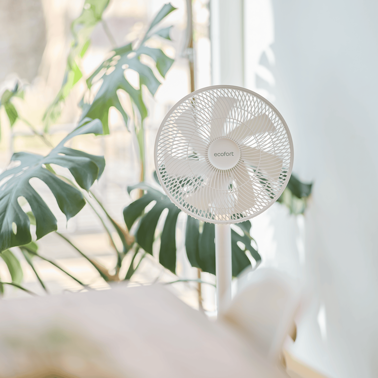 ecoQ SilentAir Due+ – Tisch-, Boden- und Standventilator in einem Gerät, leiser Gleichstrommotor und Akku für bis zu 30 h Betrieb