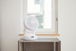 ecoQ SilentAir Tavo Tischventilator in Weiss mit Gleichstrommotor und Smart-Modus für angenehme Erfrischung.