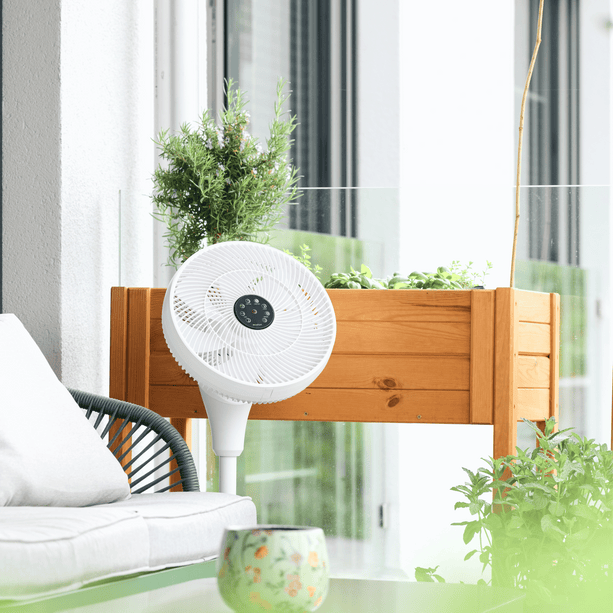 ecoQ SilentAir Uno Standventilator mit höhenverstellbarem Design und ultra-leisem Betrieb für optimalen Komfort