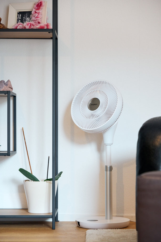 ecoQ SilentAir Uno Standventilator mit elegantem Design, höhenverstellbar und ultra-leise ab 20 dB