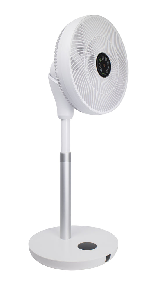 ecoQ SilentAir Uno Standventilator mit Höhenverstellung und ultra-leisem Betrieb.