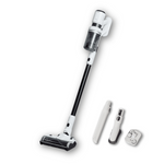 Kabelloser ecoQ CleanVac Easy Staubsauger mit wechselbarem Akku und ultra-leichtem Design auf Parkettboden.